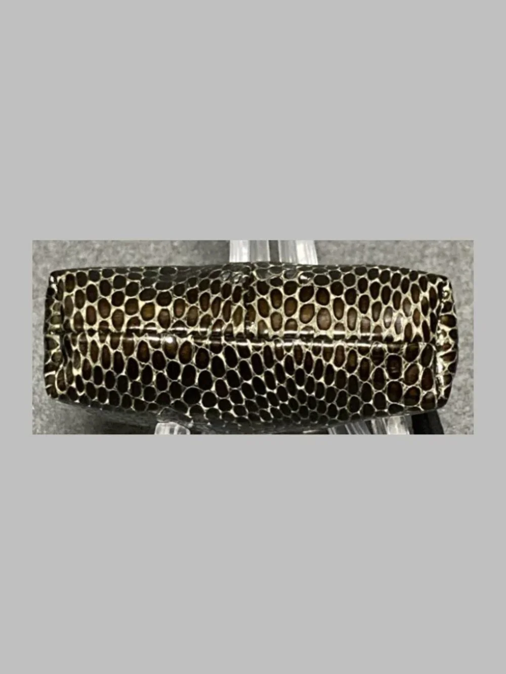Brighton Black Brown Snakeskin Leather Coin Purse Zip Pouch Heart Vintage